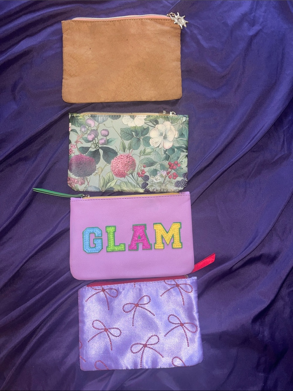 4 pk ipsy Cosmetic Pouches with Colorful designs